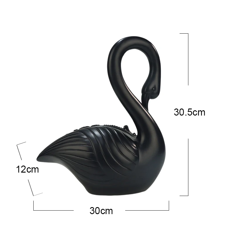Custom Made Life Size Elegant Black Swan De Luxe Cheap Modern Home Decorations