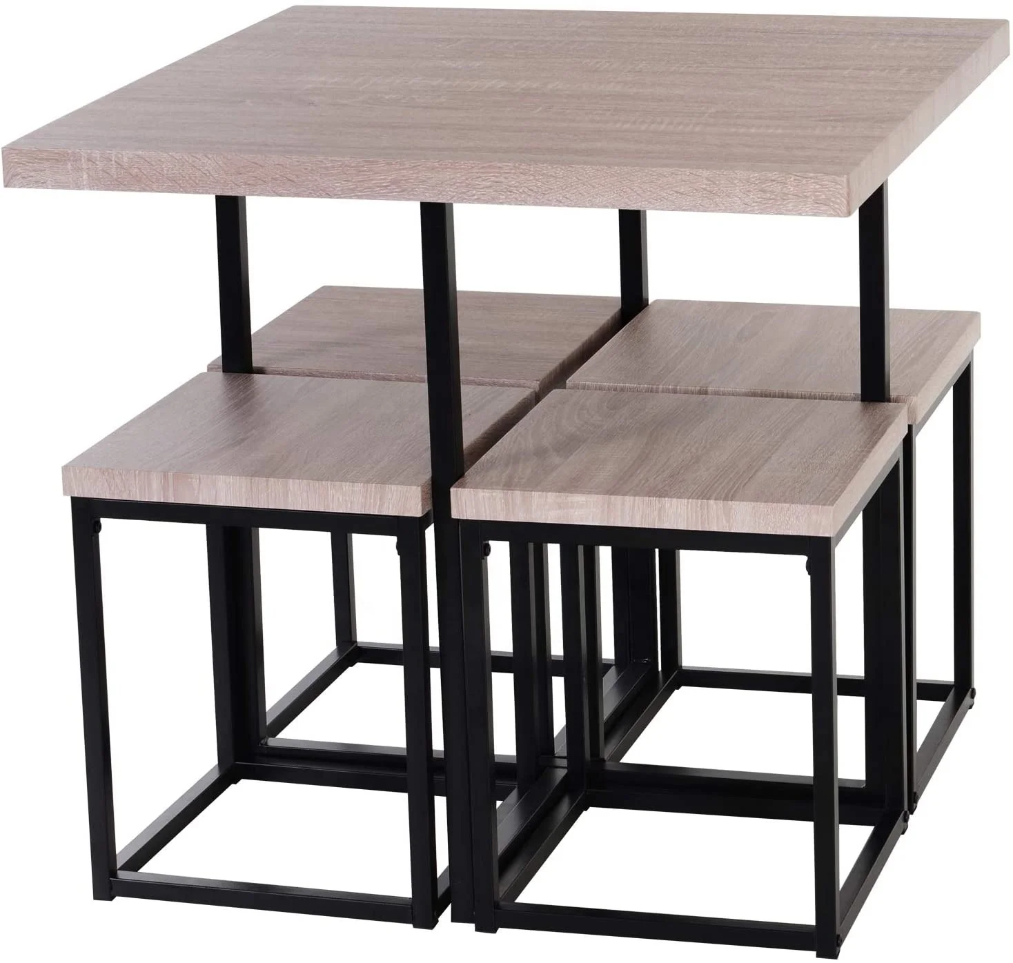 Wood & Iron Coffee Center Table With 4 Stool of Wood & Iron