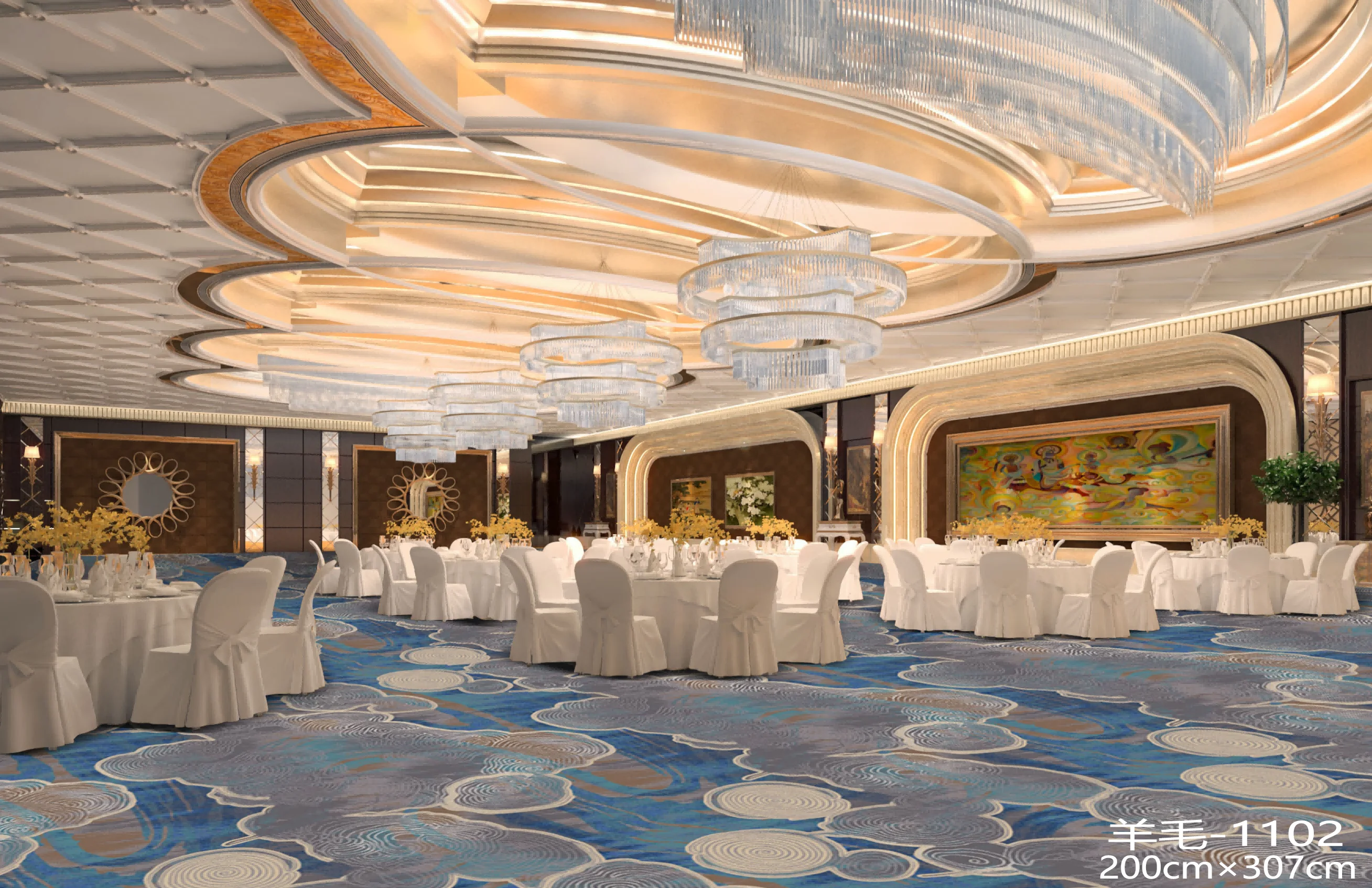 Modern Commercial Hotel Carpet Tiles Wall to Wall Broadloom Hallway Carpet Wool Axminster Carpet