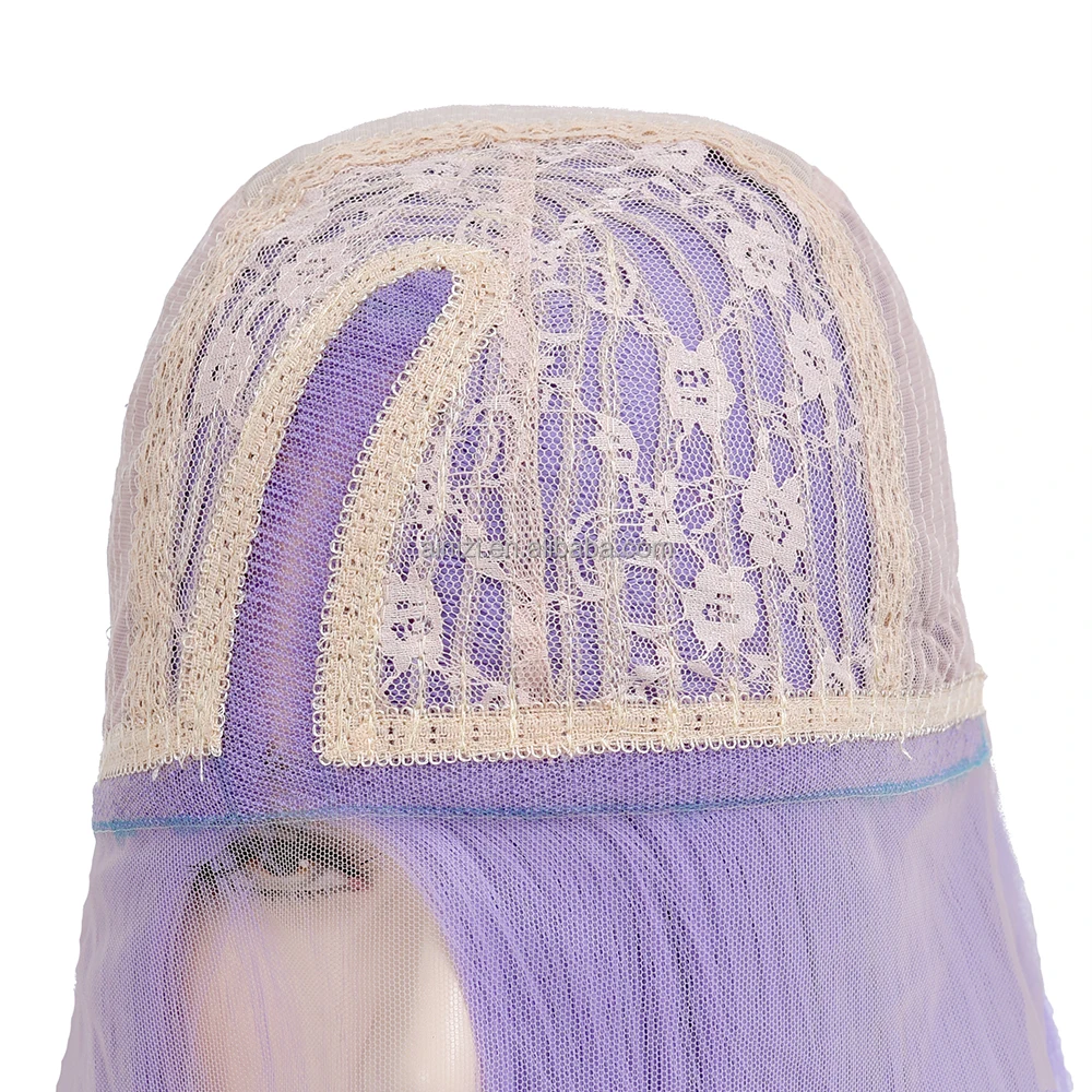 Ainizi wholesale high quality fashionable short bob straight 14' light purple synthetic T part lace front wig for women