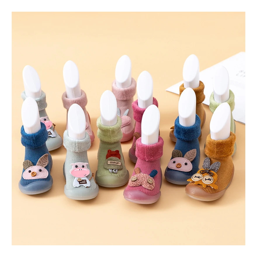 Funny Cute Animal Soft Thick Terry Rubber Sole Baby Child Shoes Socks