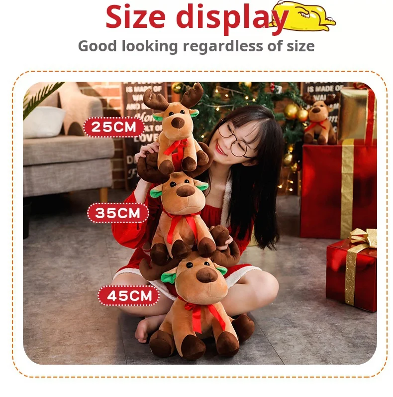 Fast Shipping Christmas Design Reindeer Plush Toy Wholesale Rein deer Shaped Pillow Holiday Gift for Children Soft Kids Toy