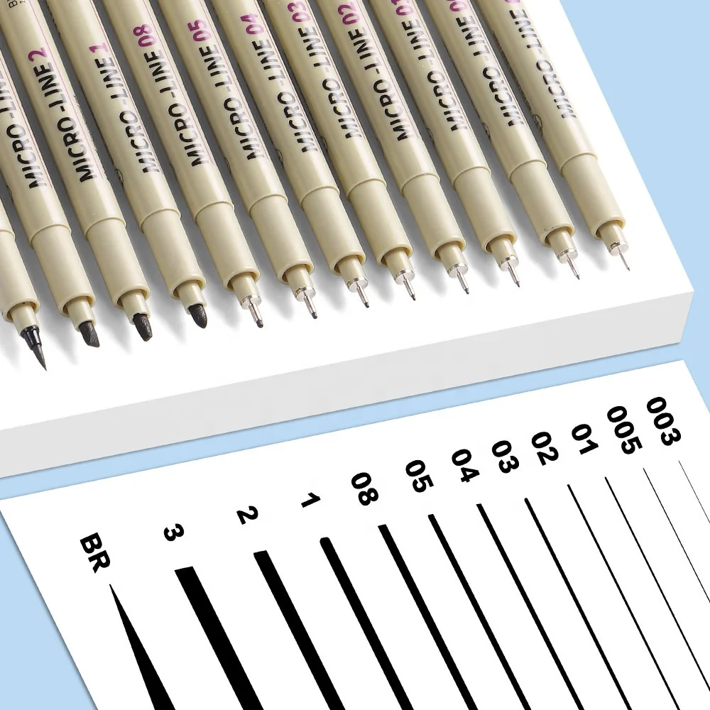 Permanent Fine Tip Pens Set of 12 Black Fineliner Ink Pens Fine Point  Pen Waterproof  Markers