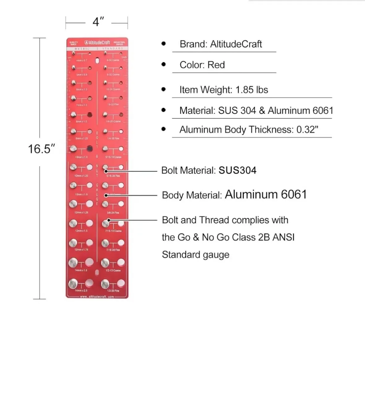 34 Thread Checker Nut and Bolt Thread Checker Bolt Size and Thread Identifier Gauge 19 Standard and 15 Metric Bolt and Nut Gauge