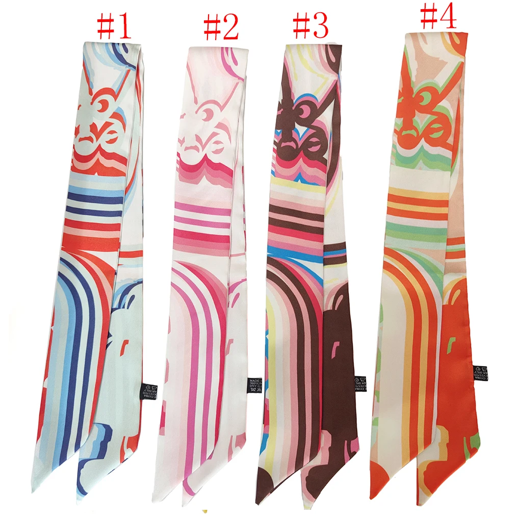 Satin Twill Women Neck Scarf Summer Long Skinny Silk Wrist /hair/ Bag Handle Scarf