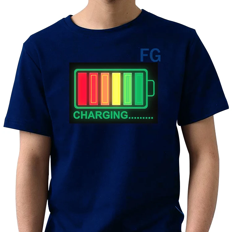 China supplier custom printing 100% cotton el t-shirt light up tshirt led t shirt