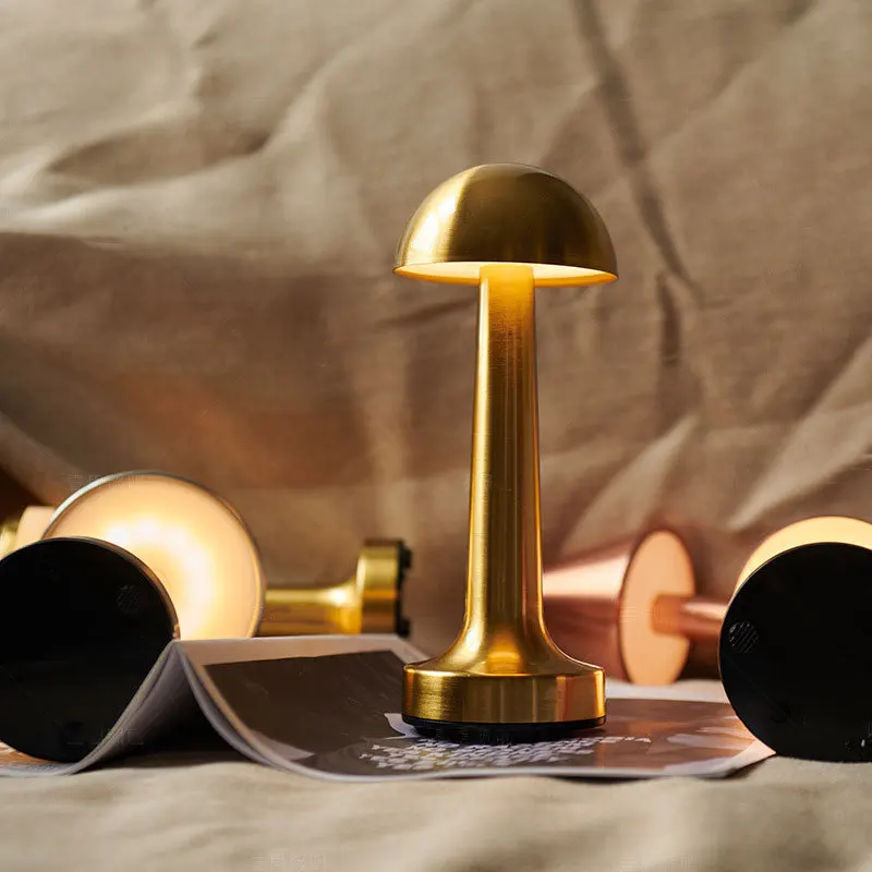 Modern Cordless Small Table Lamp for Bar Restaurant, Rechargeable USB Touch Dimming 3 Light Color Night Light