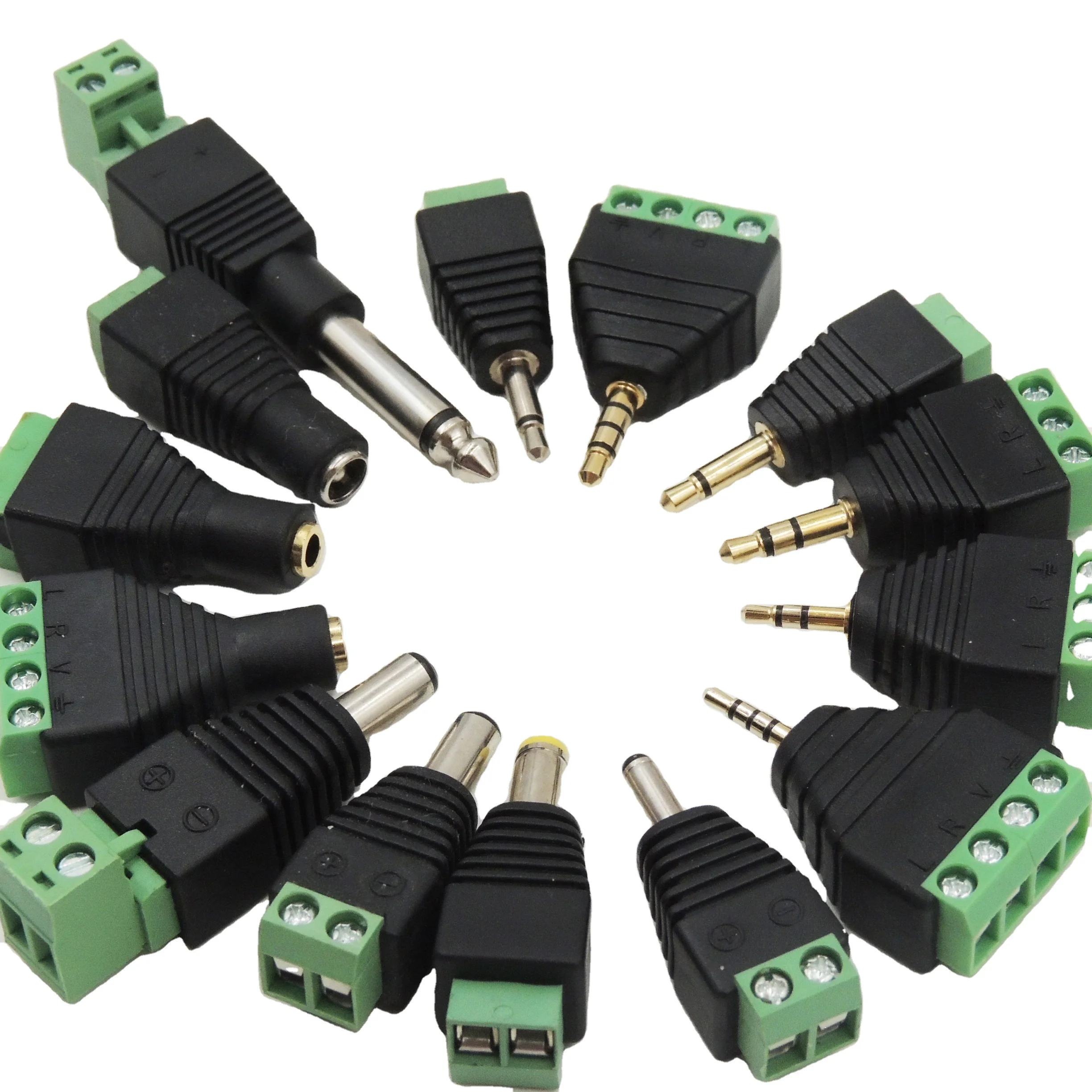 Wholesale terminal block to 2.1 2.5mmx5.5mm dc 2.5mm 3.5mm 6.35mm mono 2 pole Stereo 3 Pole BNC male/female plug connectors