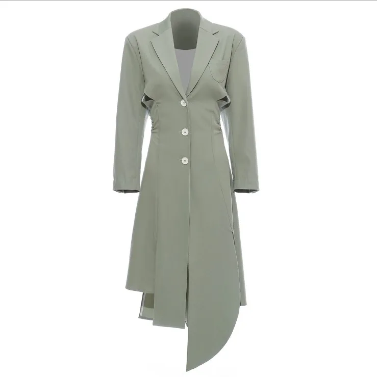 fall 2021 women clothes fashion designer pointed collar back hollow out Aline  elegant women office dresses