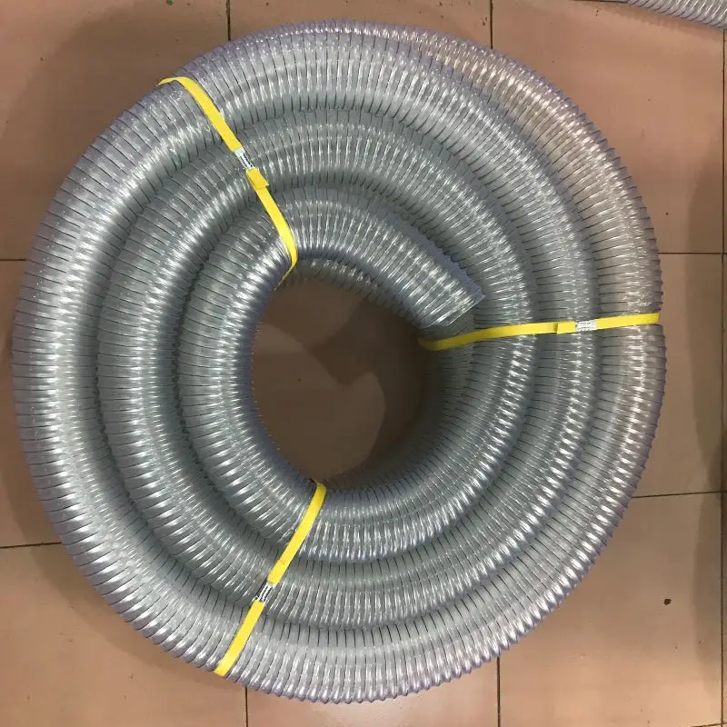 Flexible Clear PVC Spring Spiral Steel Wire Reinforced Water Hose Garden Pump Suction Hose