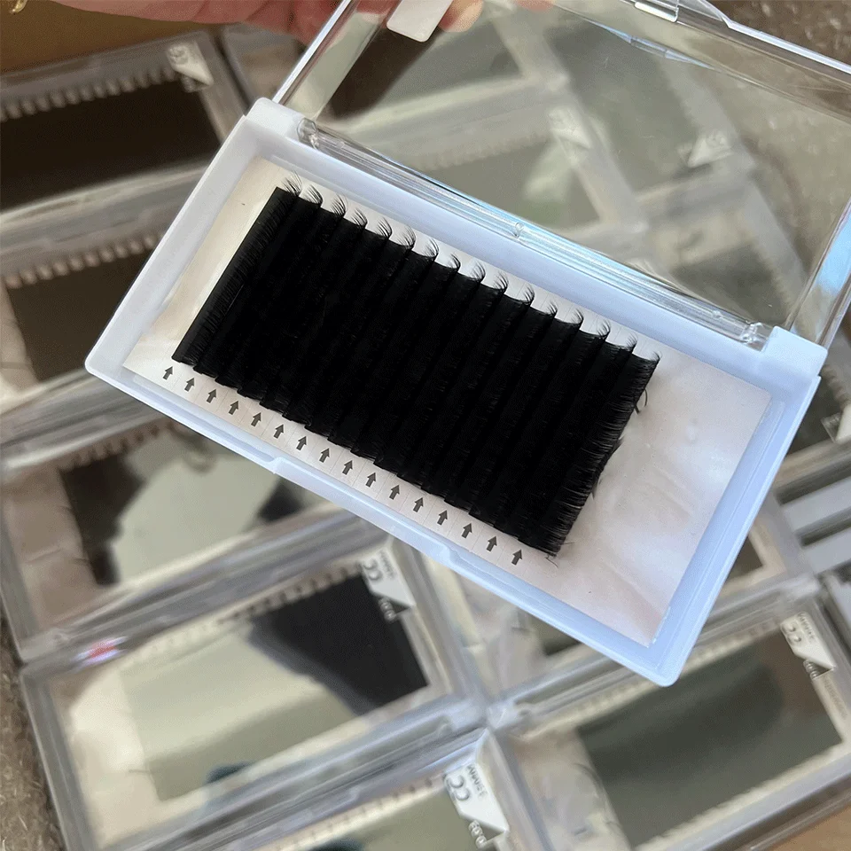 0.03 0.05 0.07mm Velvet Eyelash Extensions C D Cc Dd Curl Cashmere Volume Lash Trays Easy Fan Eyelash Extention