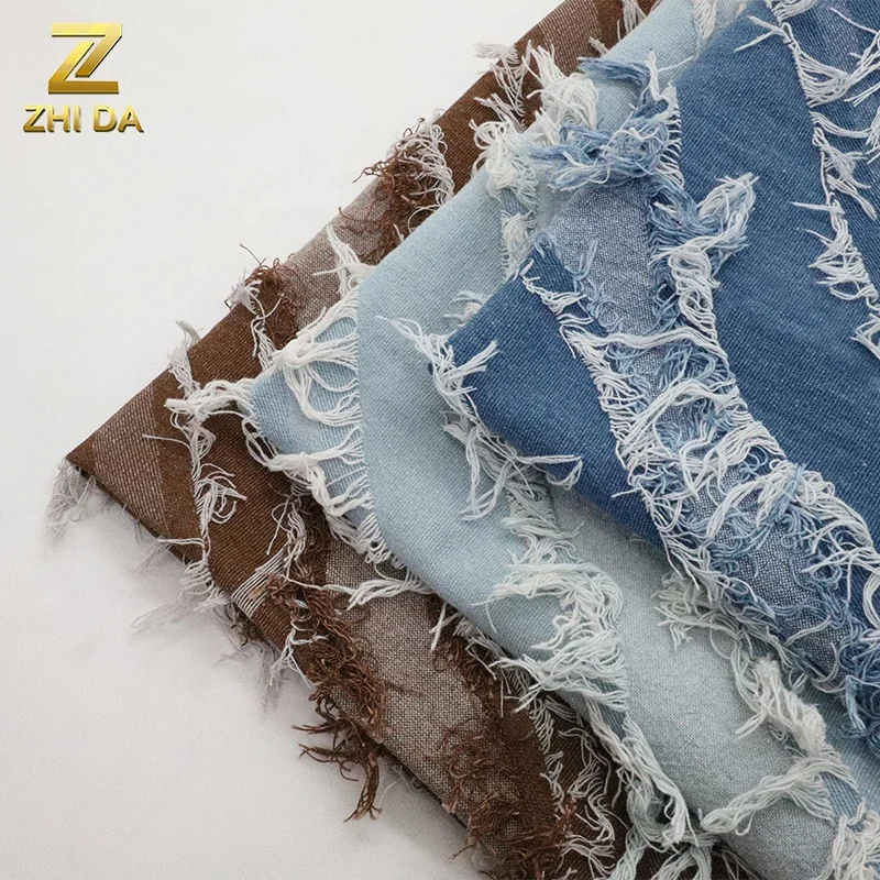 Hot selling cotton and polyester cut zebra pattern denim fabric for Clothes and jeans