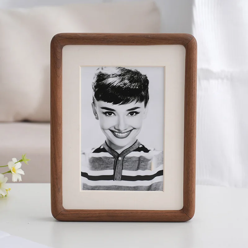 Hot Sale Factory  wholesale High Quality Novel Design Solid Wood  Craft Frame Black Walnut Photo Frame Decorative Swing Table