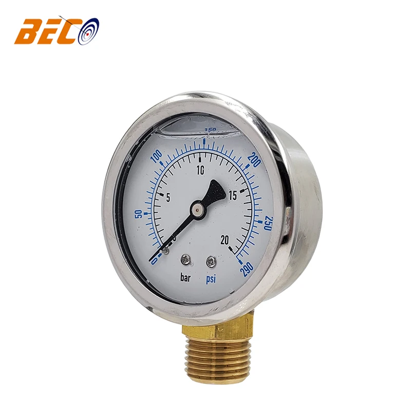 60mm 20Bar Semi Stainless Steel Oil Filled Pressure Gauge With Bottom Connection