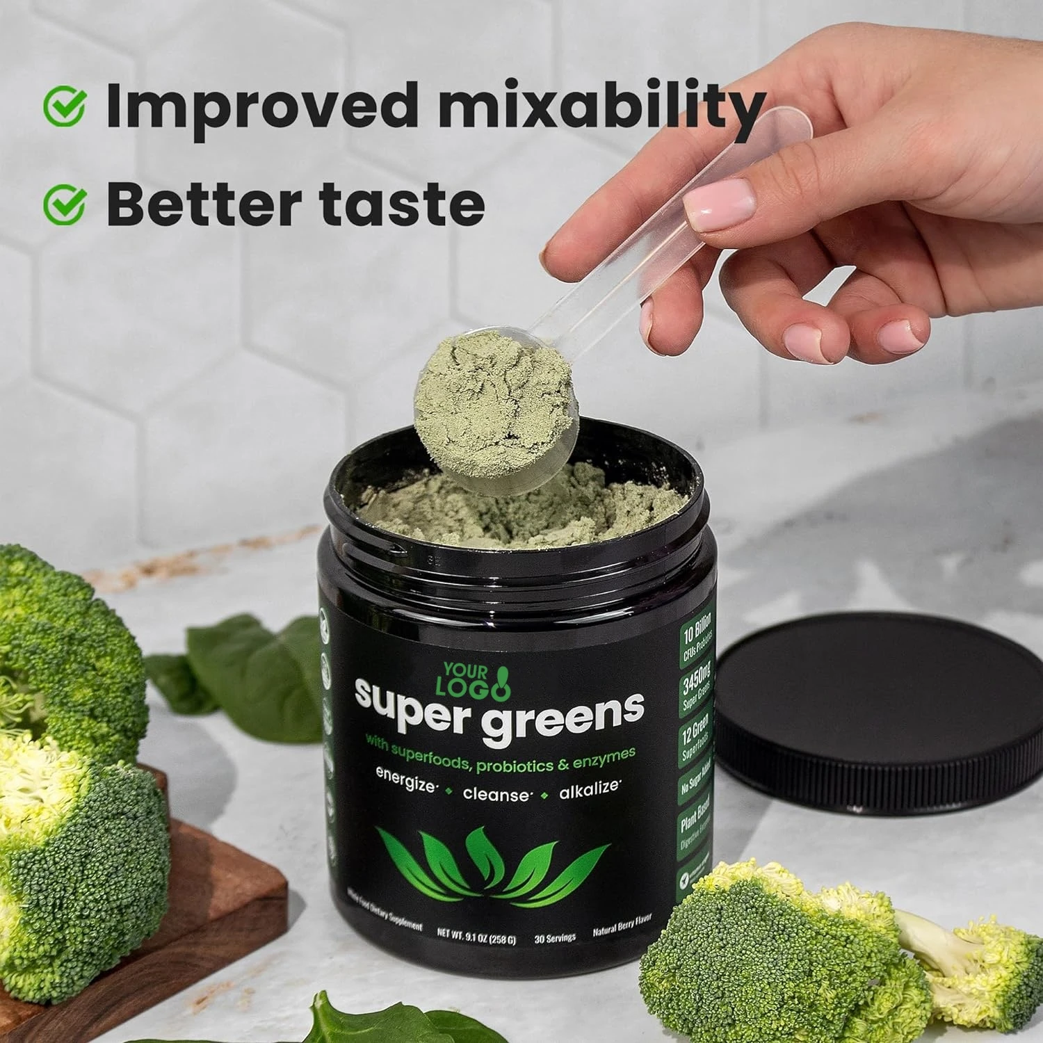 Food Supplement Superfood Greens Powder Probiotics Fiber Enzyme Super Greens Powder Drink Greens Powder