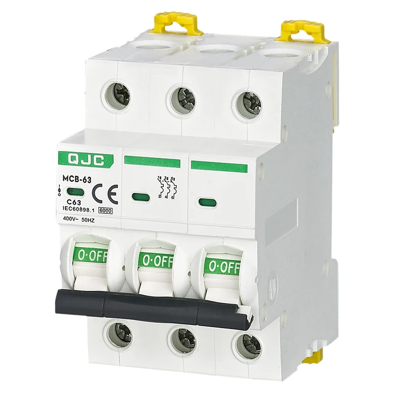  Qjc 1a 6a 63a Miniature Circuit Breaker mini mcb C45 Mcb Ac 12v 230v 1p 2p 3pole
