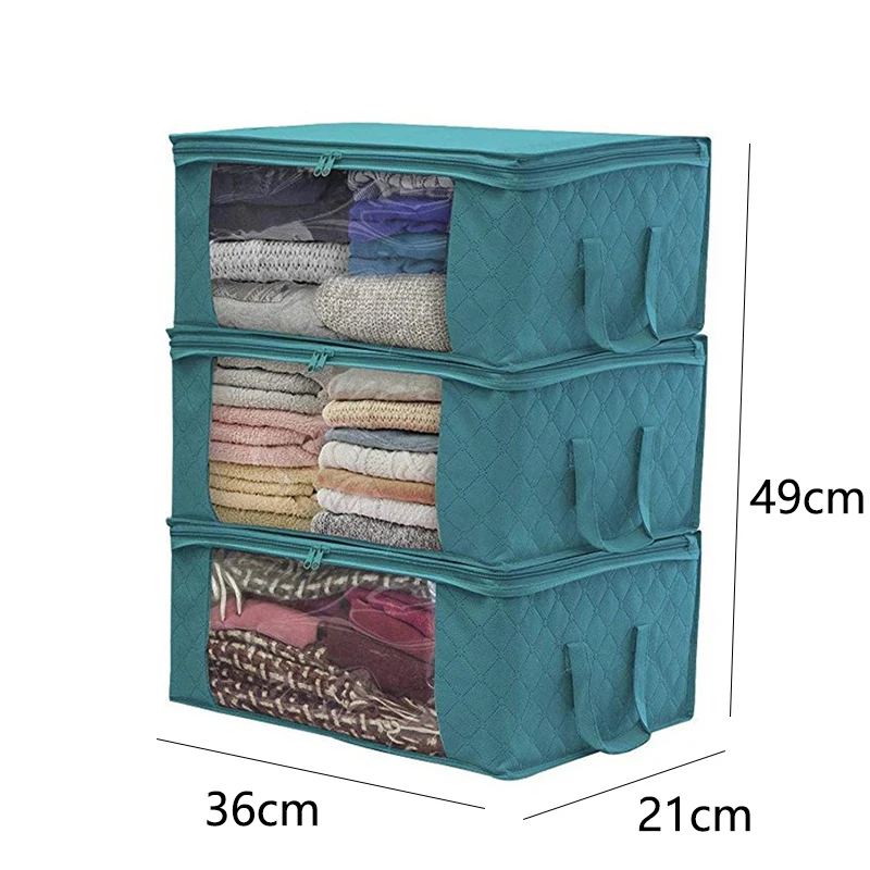 Amazon Non-woven folding clothing storage box Quilt storage bag Clothing Organizer