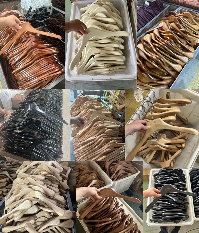 Black Solid Clothes Wood Hangers Trousers Rack Anti Slip Gold Hook Clothes Hanger black gold hook wooden hanger