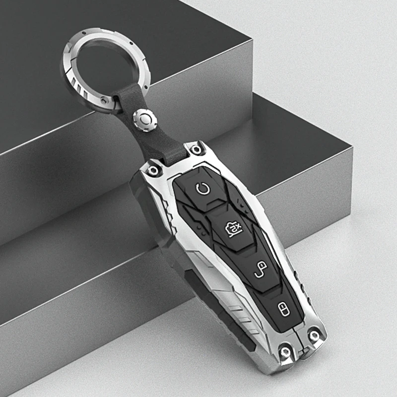 New arrive black silver alloy silicone car key case cover shell remote key protector for BYD HAN flagship BYD HAN Premium