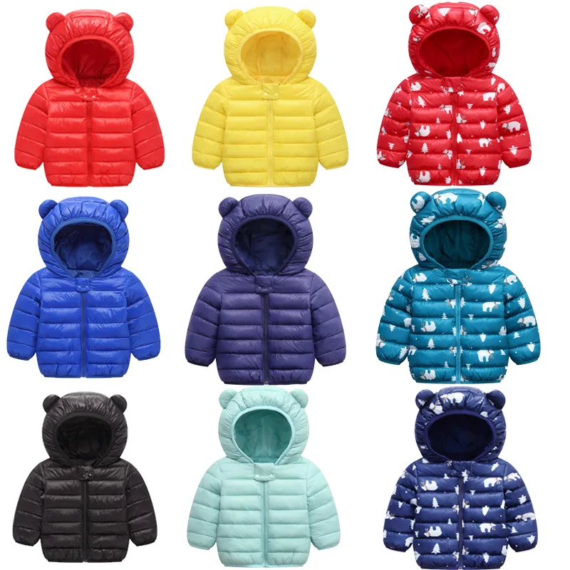 Korean girls winter clothes boys short puffer down jacket solid thicken hooded padded