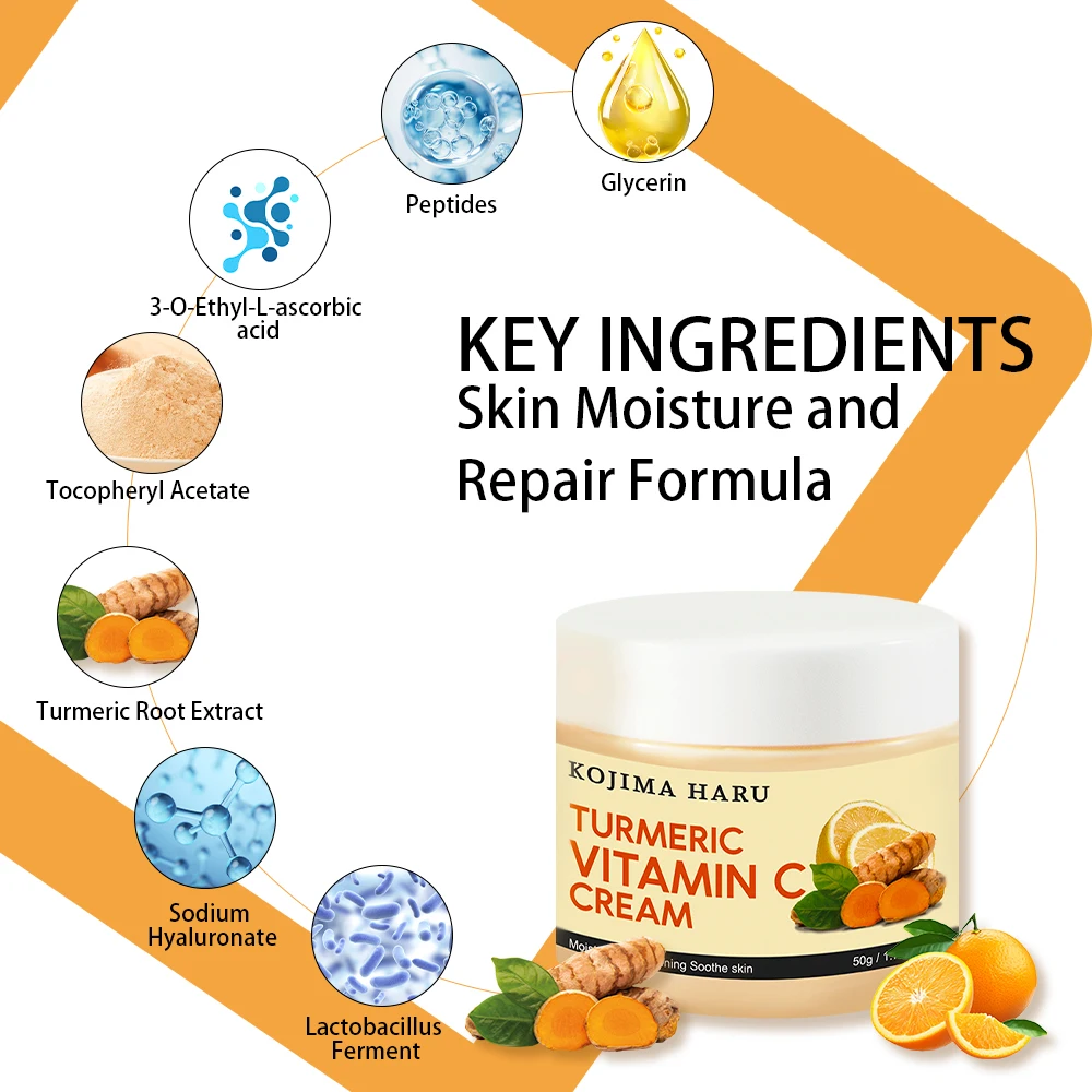 Private label Turmeric retinol beauty whitening face cream kojic acid glowing skin face cream for dry skin for women
