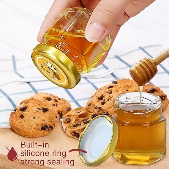 shanghai factory direct 1.5 oz Clear Glass Hexagon Jars for honey jam food