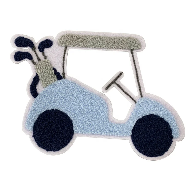 Custom iron on sew on golf cart chenille patch DIY decoration appliques for Jeans Jackets Clothes Backpacks