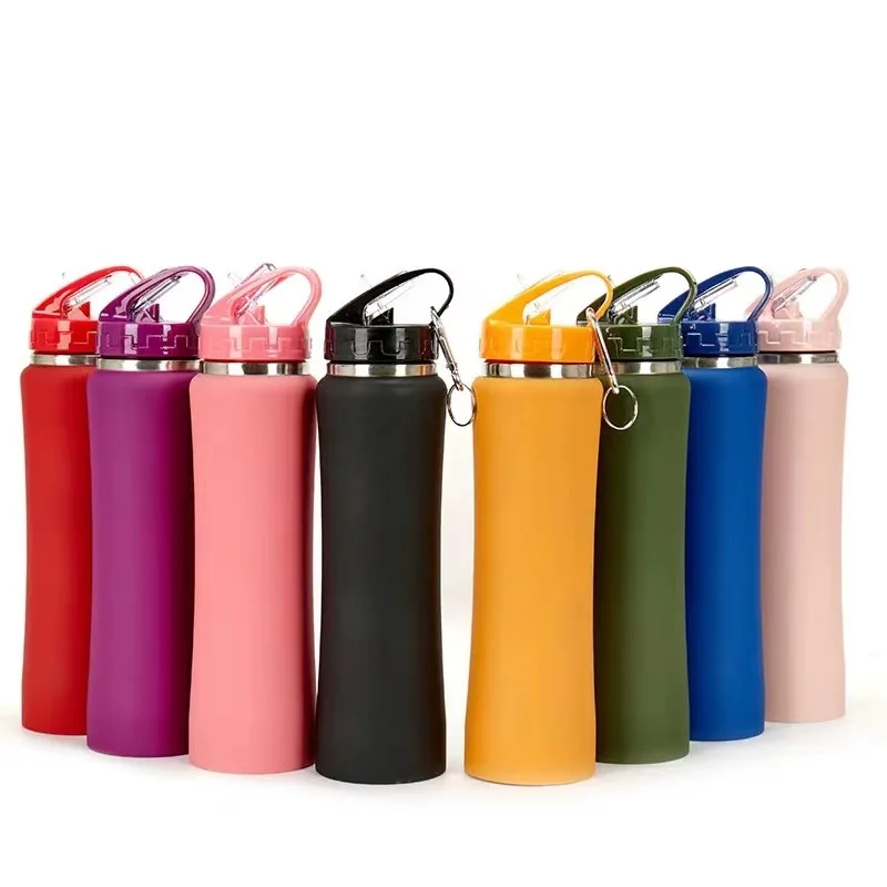Ailingalaxy new rubber paint 350ml 500ml 750ml custom logo water bottles for sports outdoor gym vacuum insulation bottle