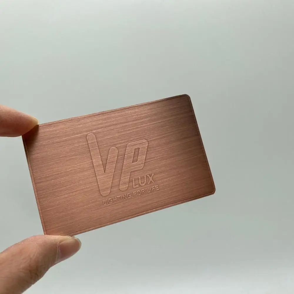 DU engraved etched embossed rose gold metal cards
