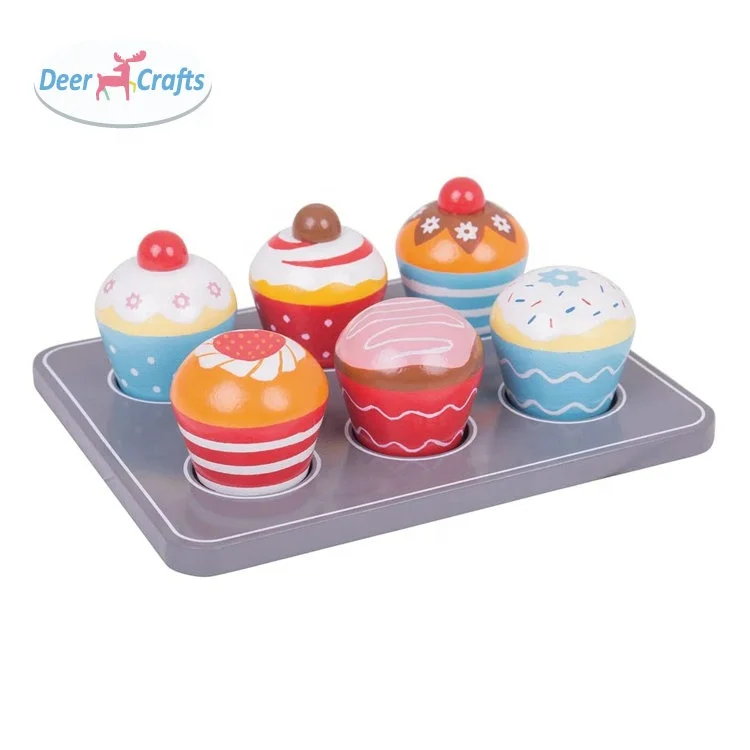 Most popular wooden afternoon tea cake toys kitchen tableware food toy set DD10477