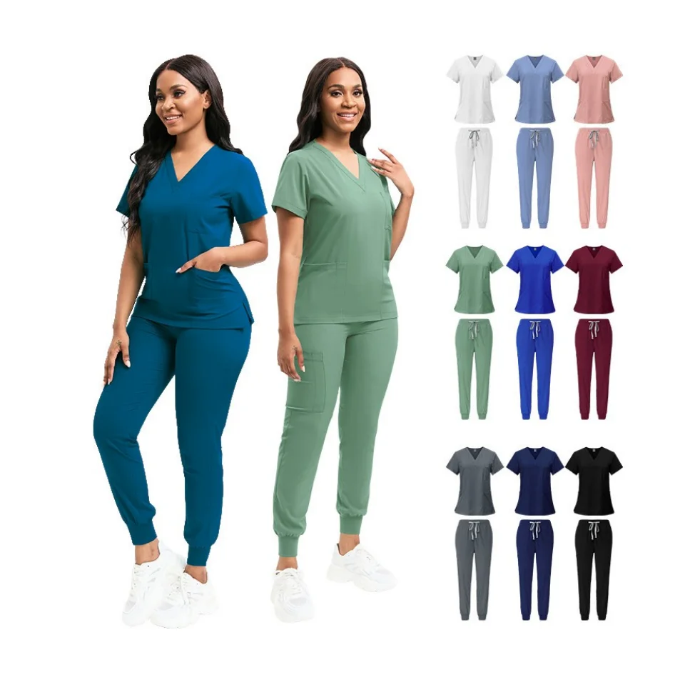Hot Sell Custom Scrubs Set Stretch Breathable Women Jogger Nursing Scrubs Uniforms Medical Spandex Hospital Surgical Uniforms