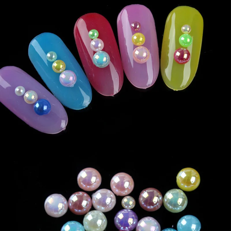 Hot Flat Back AB Pearls Loose Jewelry ABS Plastic Half Pearls Nail Art Handmade Craft DIY Rhinestone Beads Flatback Rhinestones