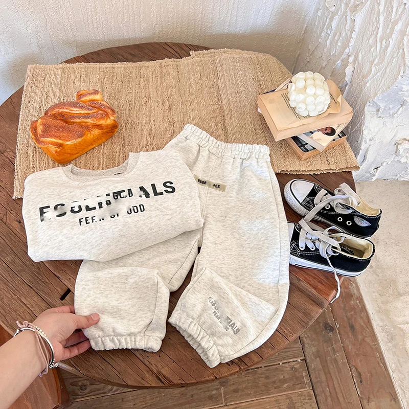 Hot Sell Children Sports Suit Autumn Outfits for Kids Boy Girls Cotton Sweater Casual Clothing Sets