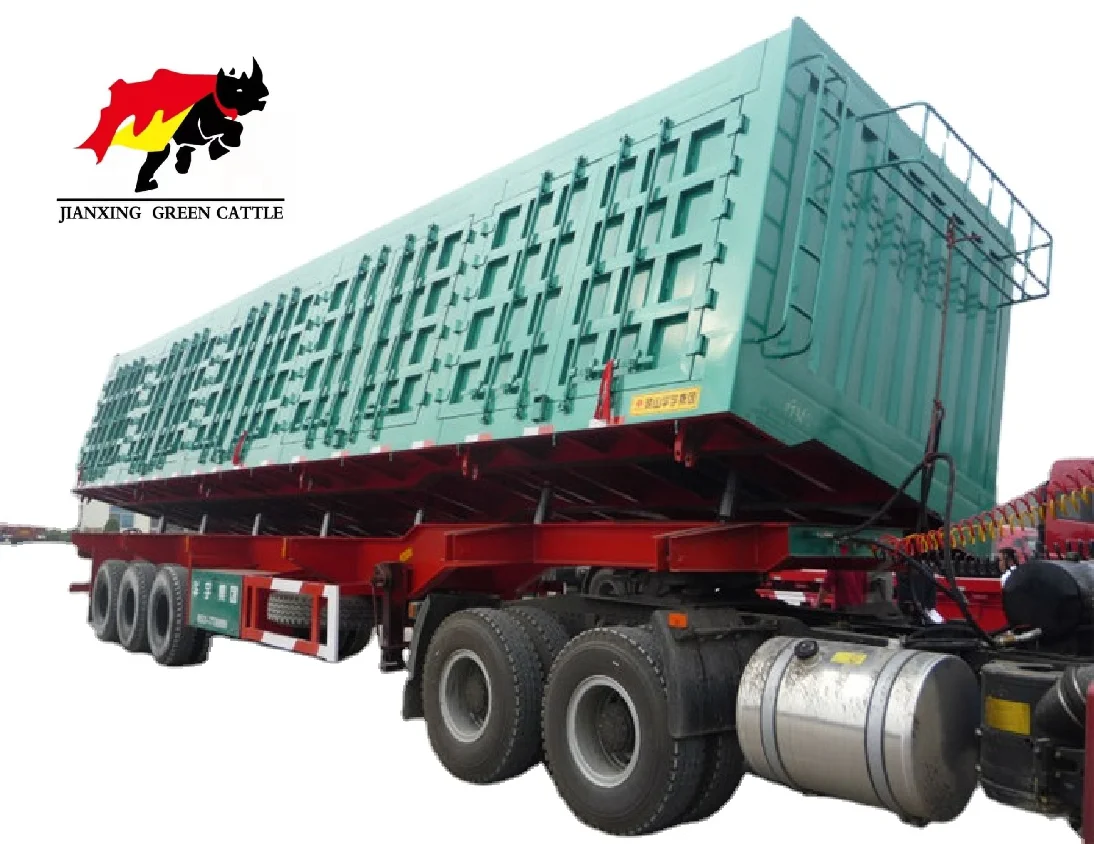 Manufactory direct sale 20ft 40ft 3axles drop side tipping trailers hydraulic dump truck trailer