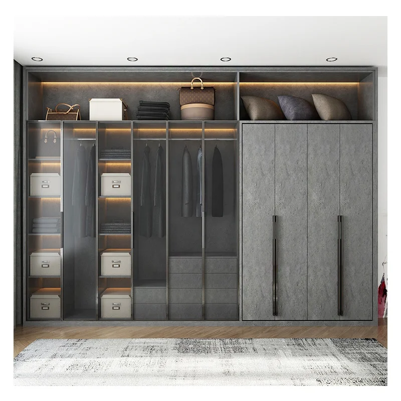 Wooden Rotating invisible folding bed combination multi functional wardrobe cabinets desk bookcase wall Murphy bed