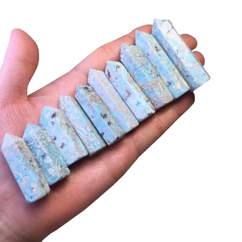 Wholesale natural rare crystal towers crystal tower moq 1 Crystal Larimar Towers For feng shui
