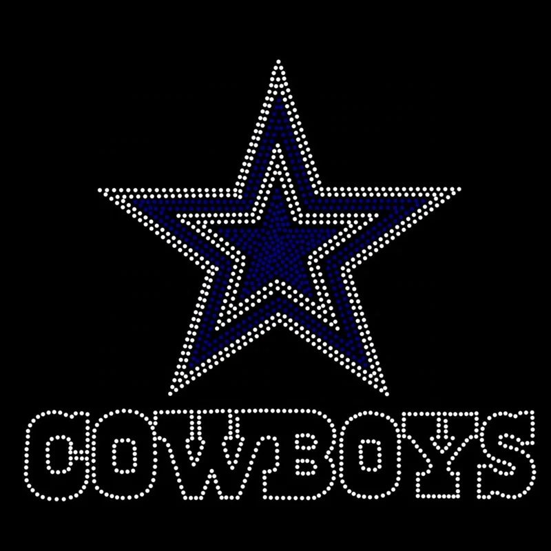 Wholesale Custom made hot fix iron on Cowboy rhinestone Transfer for Garment