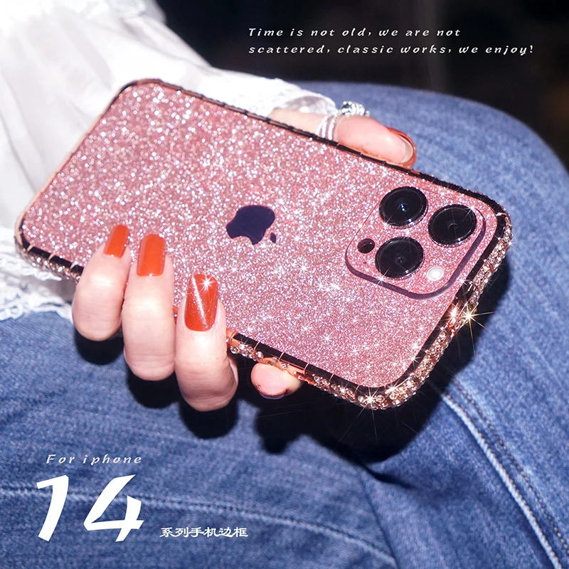 Glitter Diamond  Luxury Metal Frame Diamond Case Bumper for iPhone 14
