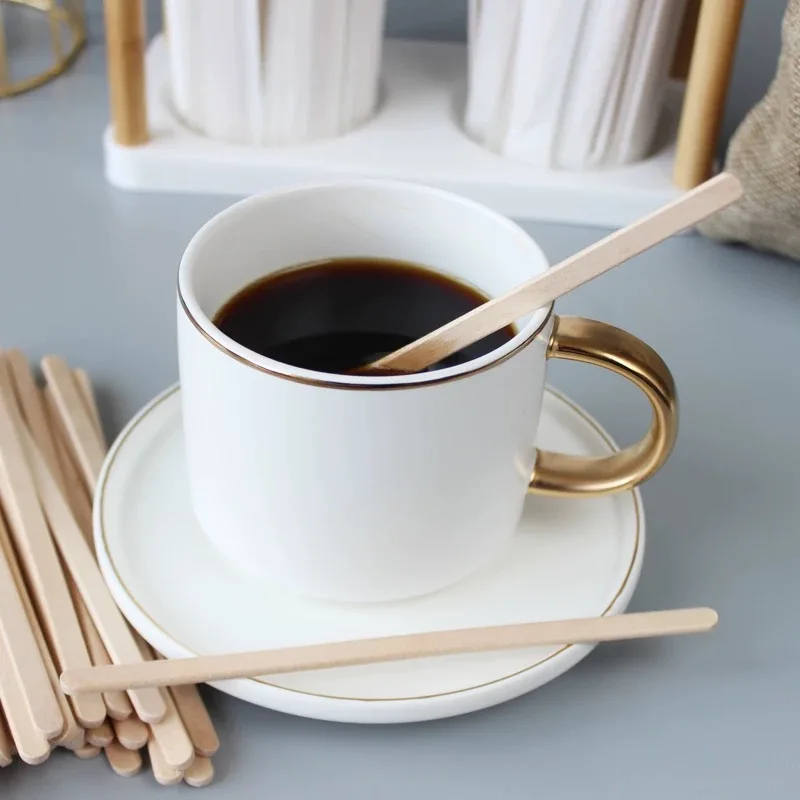 Custom Compostable Coffees Wood Stirrer 110mm Disposable Natural Wooden Coffee Stirring Stick