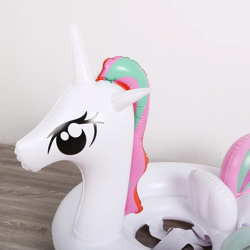 B01 R unicorn swim ring with baby seat  hot selling summer kids pool play wholesale inflatable unicorns water floating