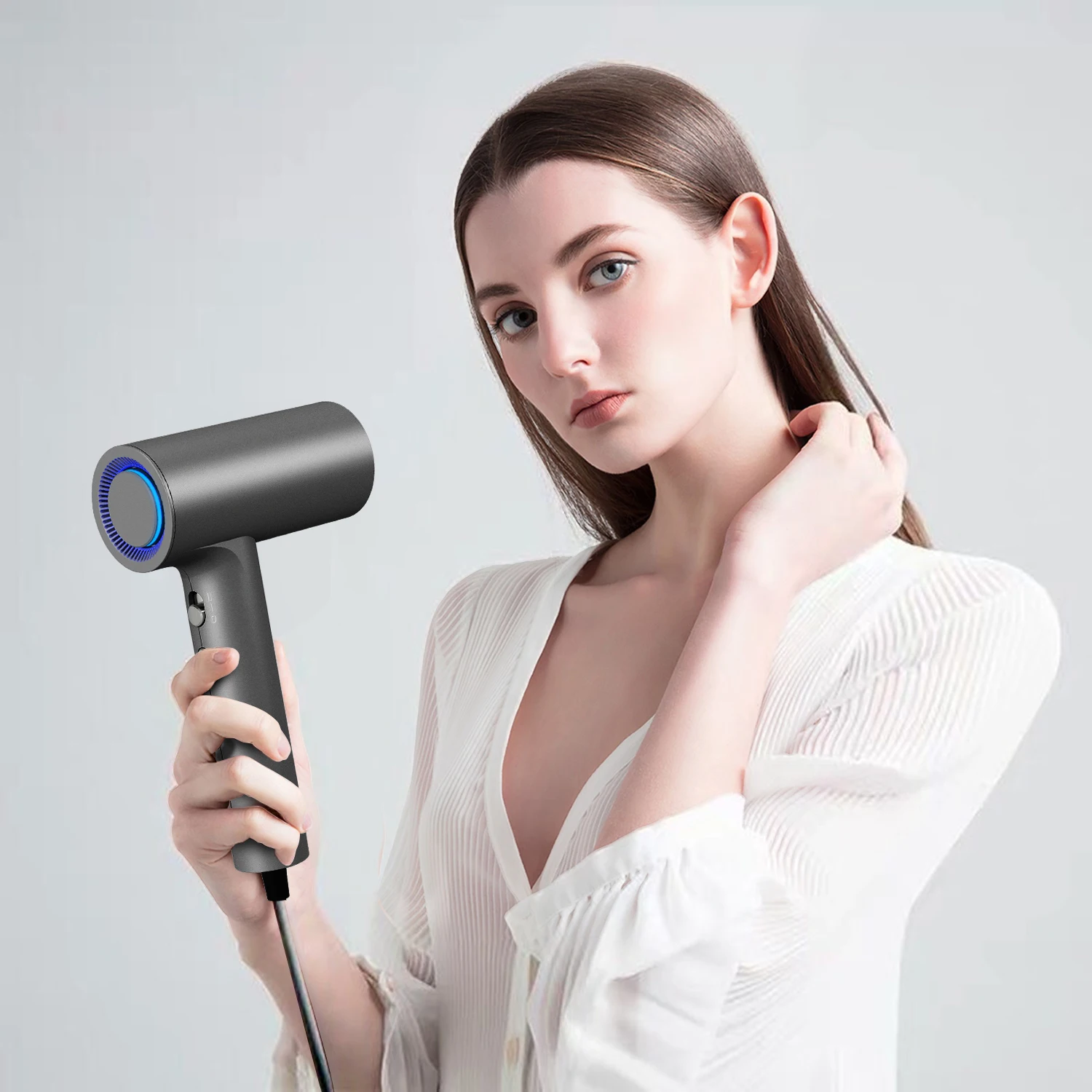 BLDC Light-weight Powerful Brush-less 110000RPM Leafless High Speed Motor Blow Hair Dryer Electric Two layer Magnet Cool Shot