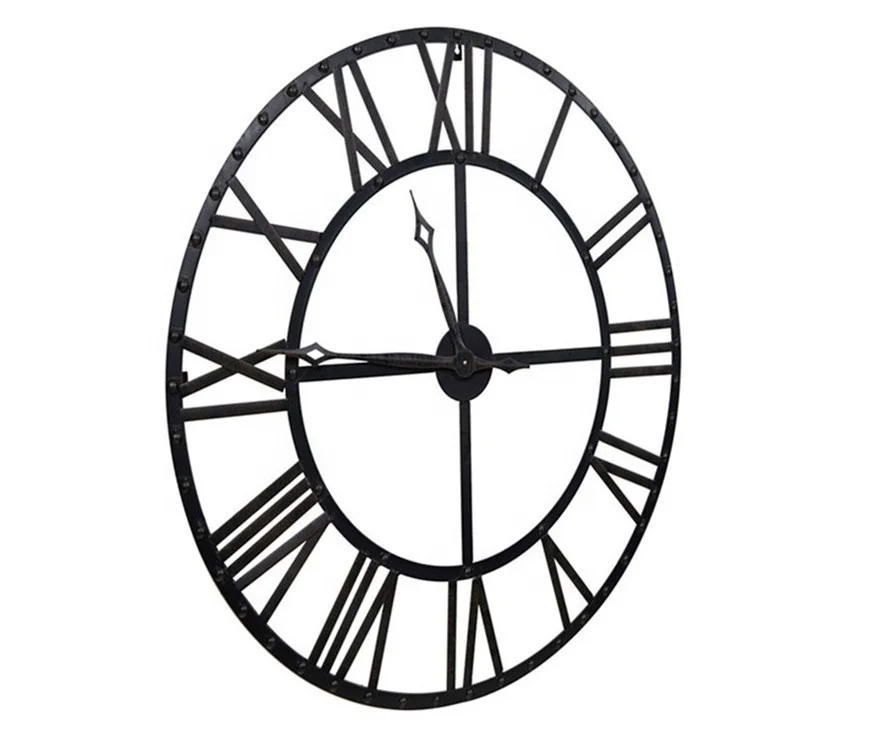 Oversized Hall and Courtyard Skeleton Retro Silent Non-ticking Industrial Big Size Giant Decorative Wall Clock