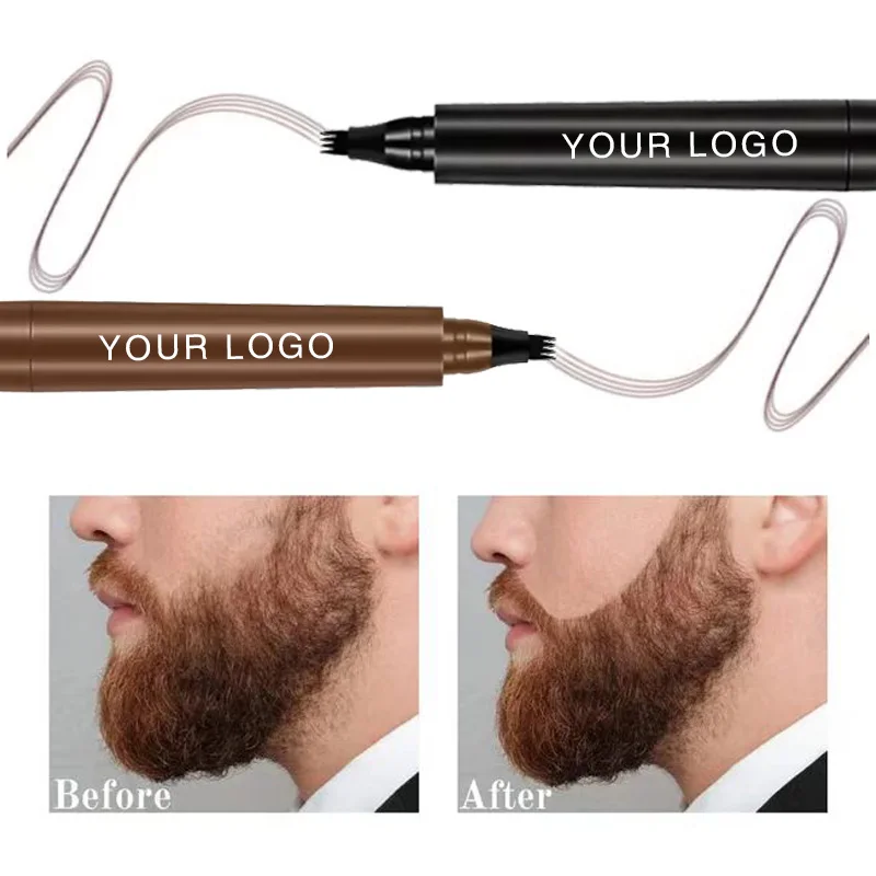 Waterproof Man Beard Filler Pencil Kit Cuidados Com A Barba Beard Filling Pen Private Label Beard Care Makeup Set