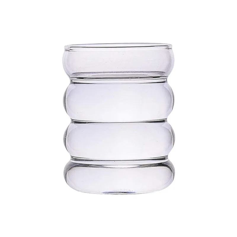 300ml 10oz Beverage Glasses Circle Wave Creative Glass Cup for Water Tea Ice Cream Cola Milk Juice Frozen Tumbler for Drinkware