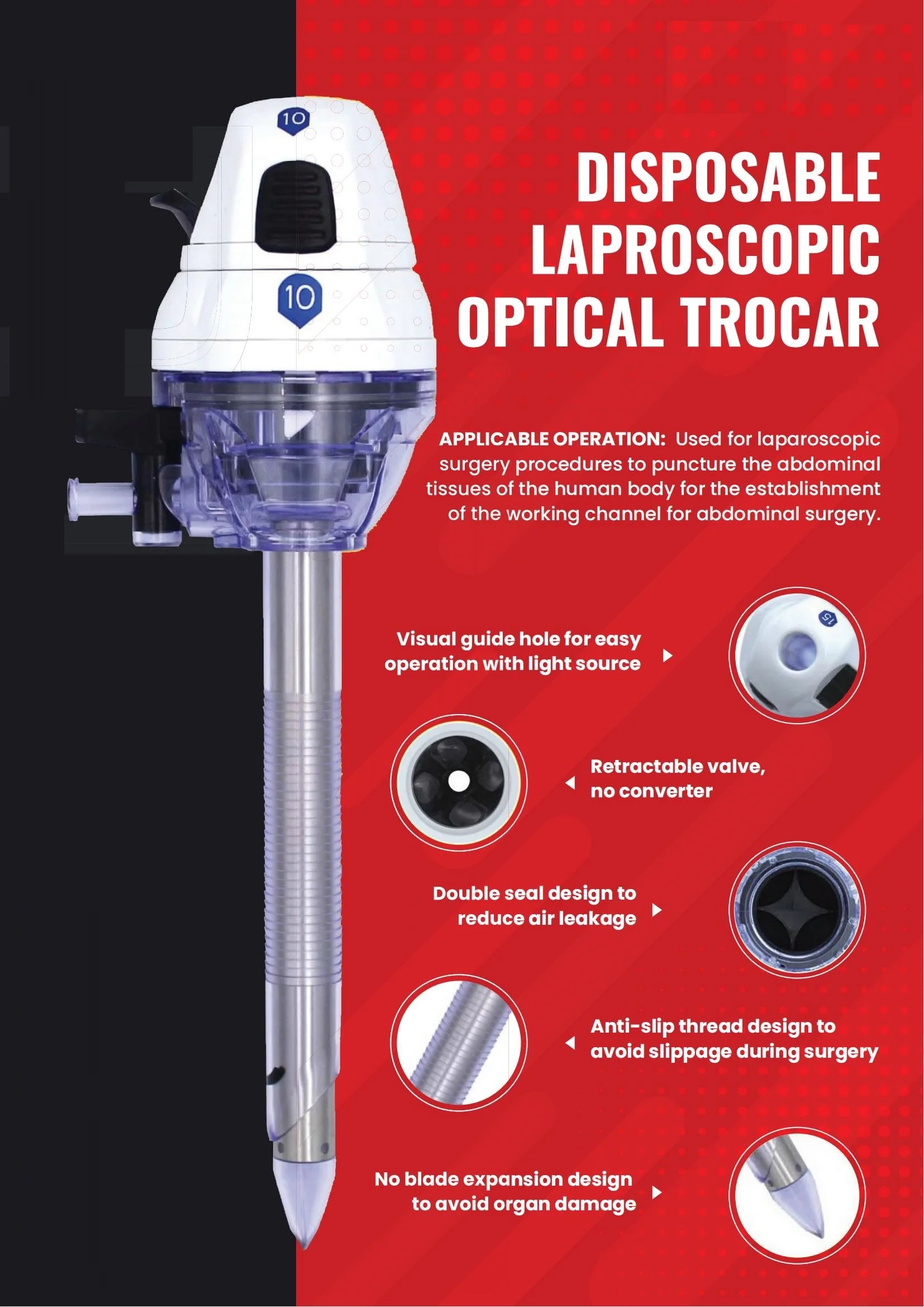 CE USA approved Best price Medical Surgical laparoscopic instruments Disposable Bladeless Trocar