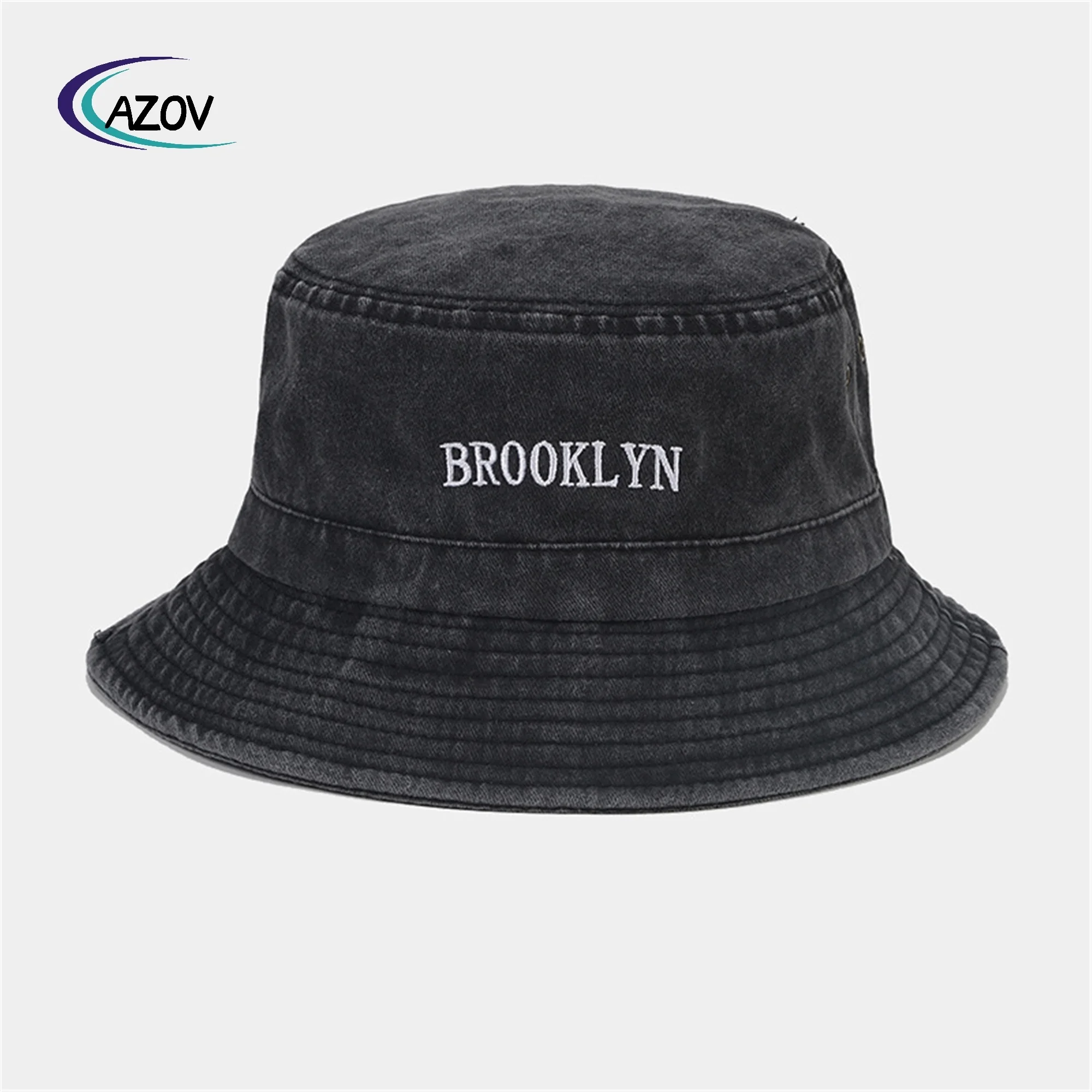 New Brooklyn Embroidery Stitching Bucket Hat Artistic Retro Outdoor Breathable Sun-proof Hat Four Seasons Wear Bucket Hat