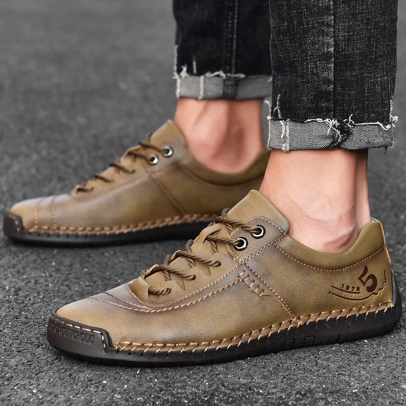  Genuine Leather Men Casual Shoes Luxury Brand 2019 Mens Loafers Moccasins Breathable Slip on Black Driving Plus Size