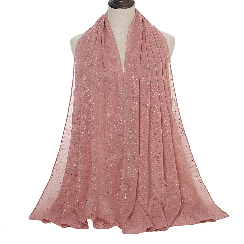  New Light Weight Printed Scarf Women Bronzing Wave point Chiffon Muslim Hijab