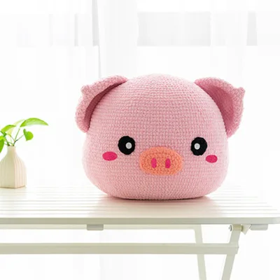 Wholesales Creativity Customized Handmade Big Pig Head Pillow Ornament Crochet Knitting Toys