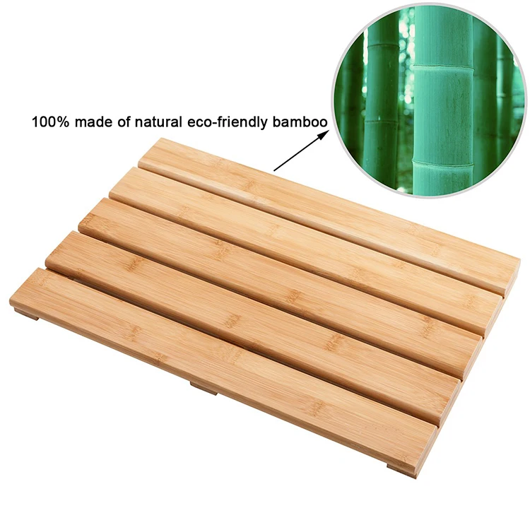 High Quality Non Slip 100% natural Bamboo shower mat square bath Shower Mat For Floor Spa Customized